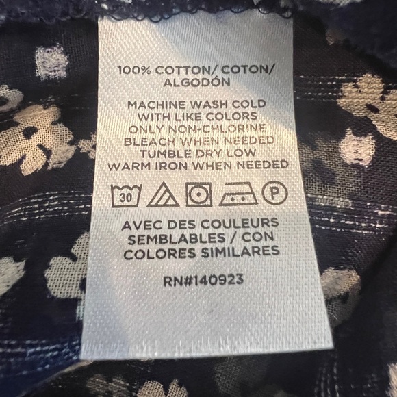 NWT Loft navy Petite Bloom split neck long sleeve blouse size petite xsmall - Picture 9 of 9